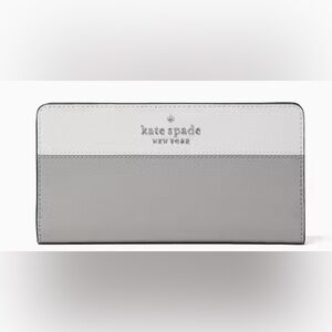 NIB Kate Spade Gray and White Slim BiFold Wallet